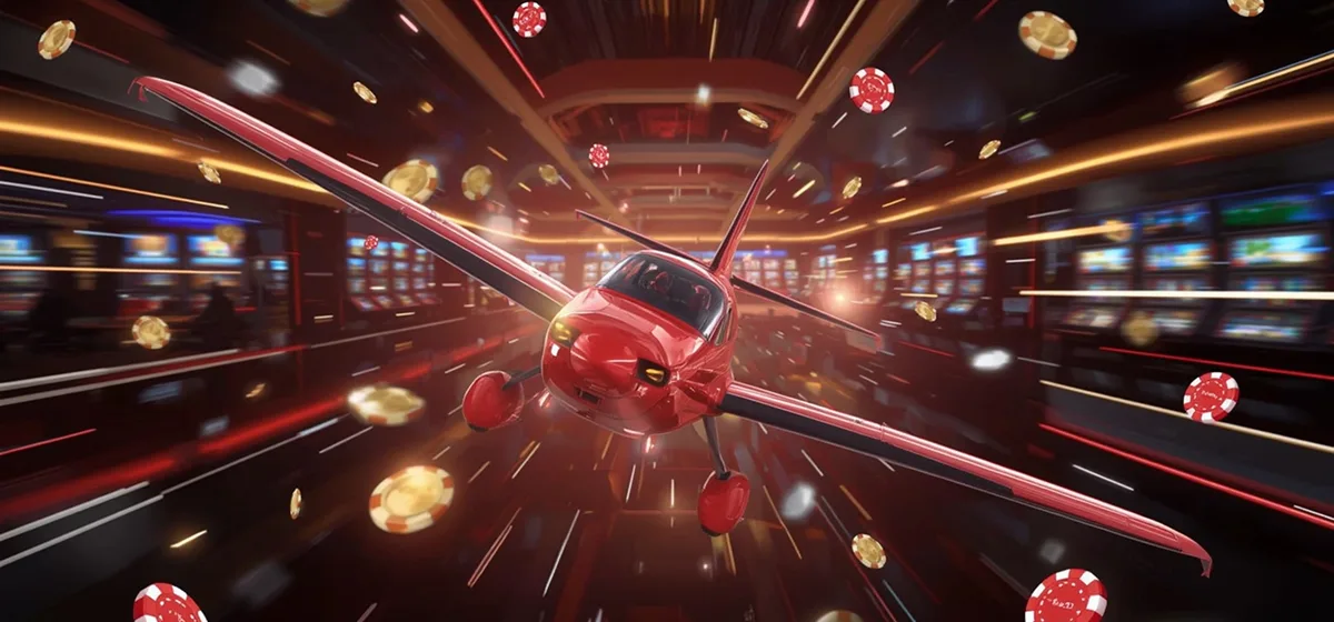 Aviator aircraft flying through glowing coins in motion