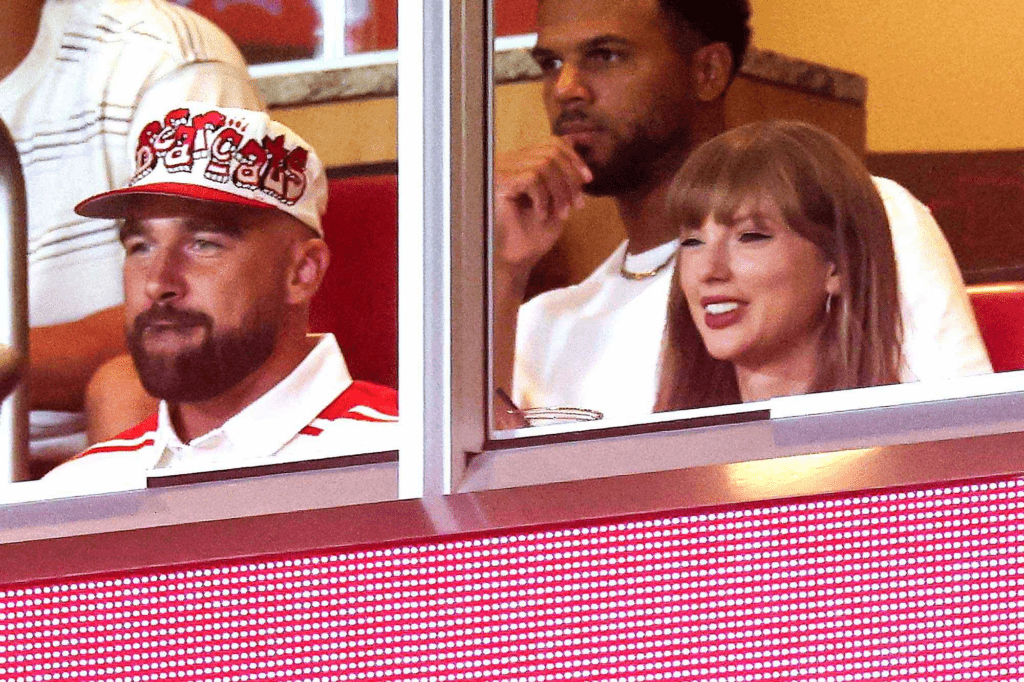 Taylor Swift and Travis Kelce appearing together publicly during a period of heightened media attention